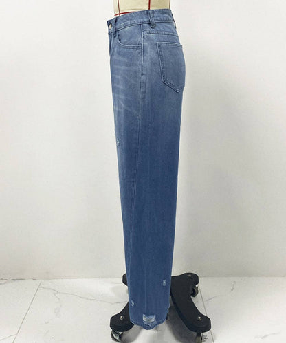 STRAIGHT LEG RIPPED WIDE-LEG JEANS FOR EDGY COMFORT