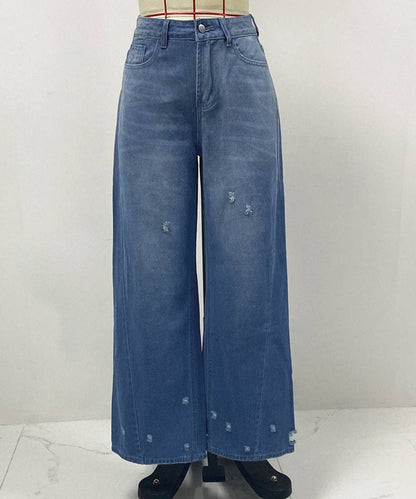 STRAIGHT LEG RIPPED WIDE-LEG JEANS FOR EDGY COMFORT