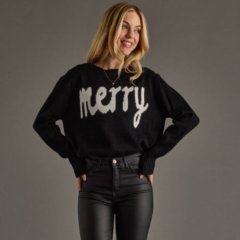 Merry Graphic Knit – Black Holiday Sweater